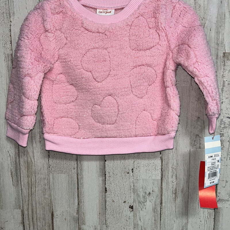 6/9M Pink Heart Sweatshir, Pink, Size: Girl 6-12m