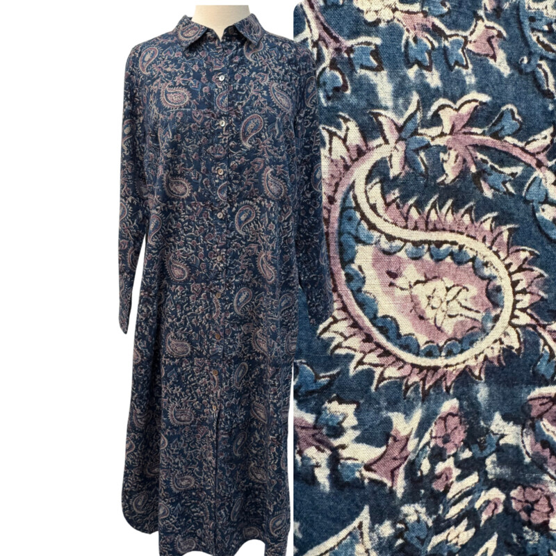 New Pure Jill Dress
Kalamkari Design
Organic Cotton
With Pockets
Colors: Ink, Plum, Lavender
Size: Medium Petite
Retails for $ 149.00