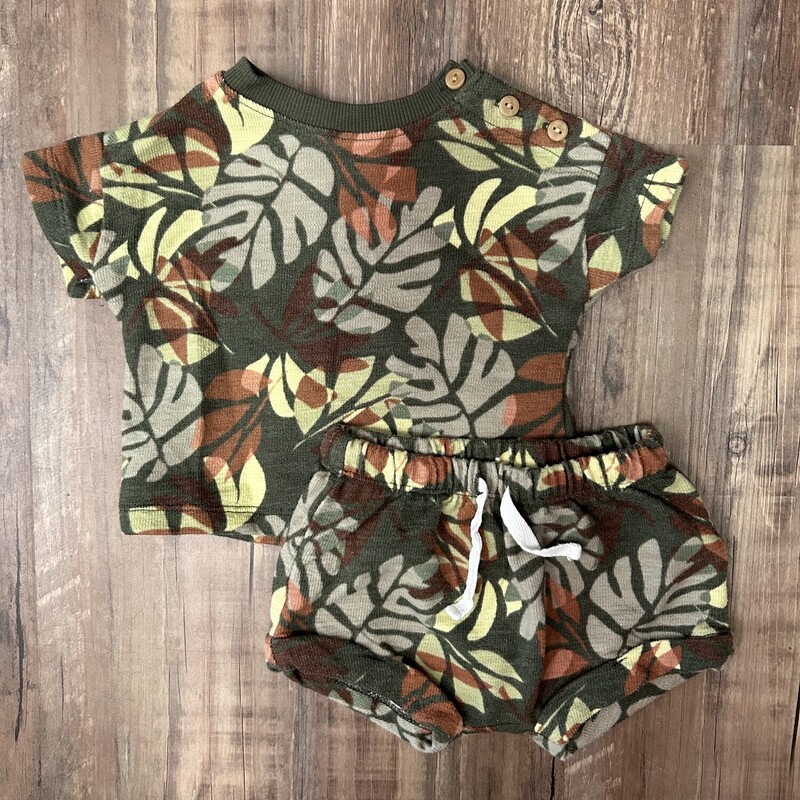 Old Navy 2pc Leaf Print, Olive, Size: Baby 0-3M