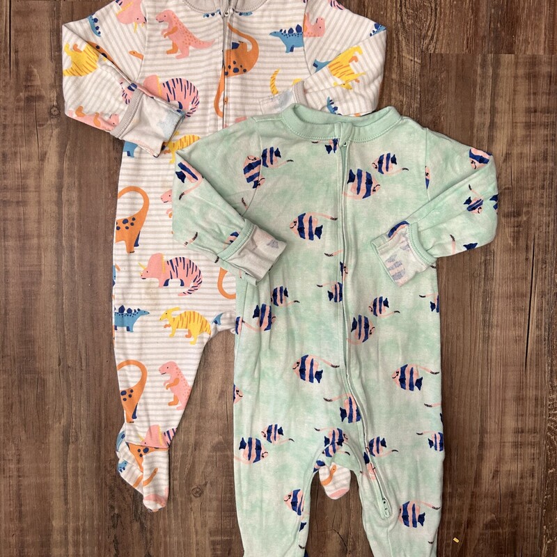 Old Navy 2pk Print Footie, Mint, Size: Baby 6-9M