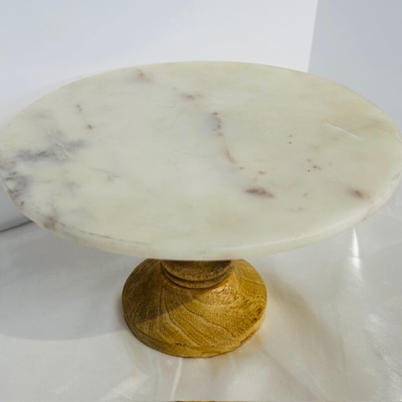 Marble & Wood Cake Stand
White Tan Size: 10 x 6H