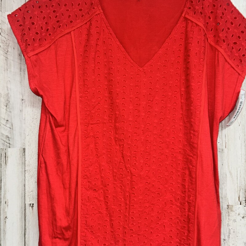 S Red Eyelit Top, Red, Size: Ladies S