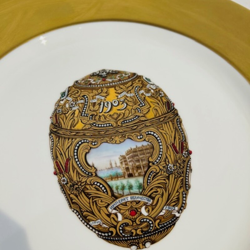 Faberge Imperial Plate<br />
Peter the Great<br />
White and Gold<br />
 Size: 12 Diameter