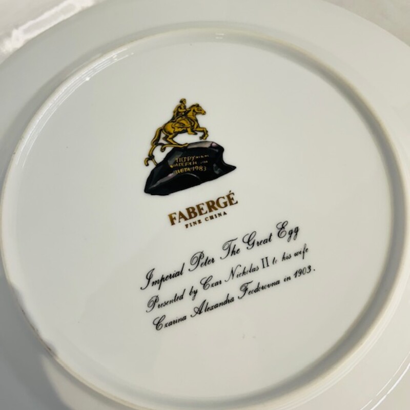 Faberge Imperial Plate<br />
Peter the Great<br />
White and Gold<br />
 Size: 12 Diameter