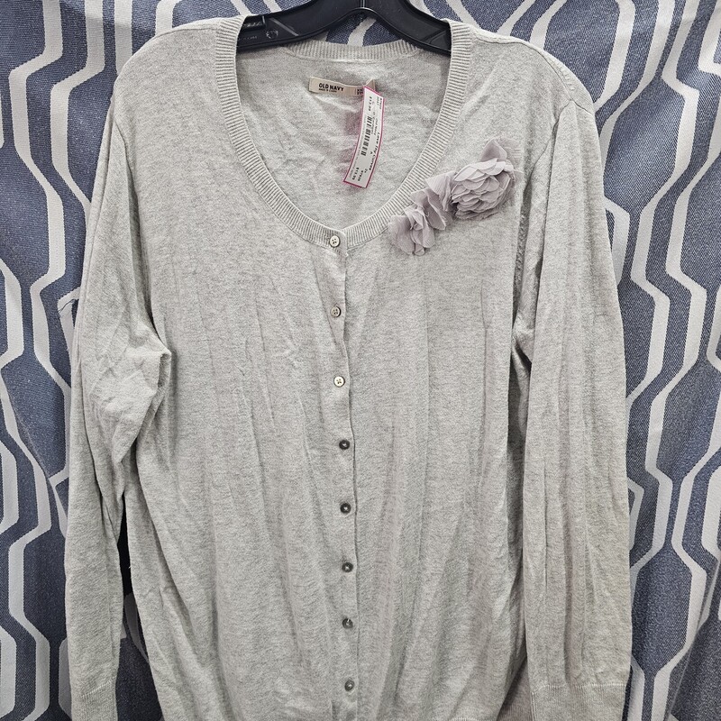 Super cute lightweight grey cardigan adorned with little rosettes
