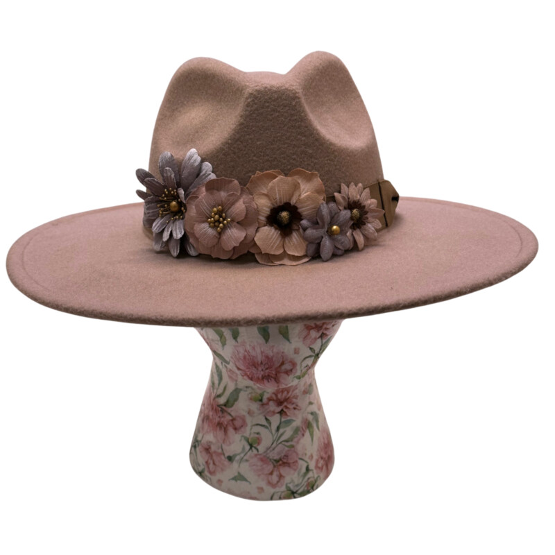 Floral Cowbay Hat<br />
Rose with Lilac<br />
One Size Fits Most
