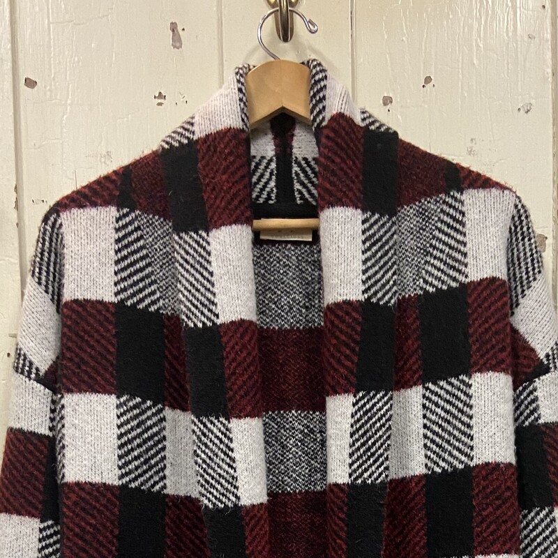 Red/blk/wt Check Cardigan