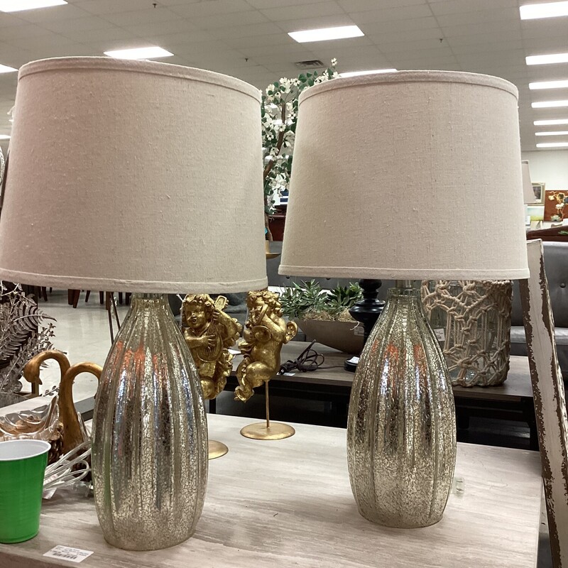 Crackle Table Lamps, Silver, S/2
23 in t