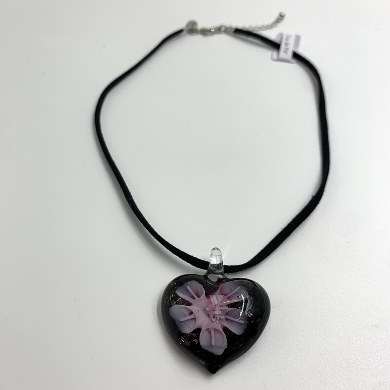 Necklace Floral Pendant, Blk, Size: None