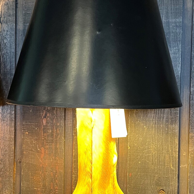 Vintage Deer Leg Lamp, Shade, Finial
26in tall