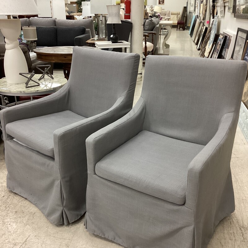 Slip Cover Chairs, Gray, S/2
24 in w