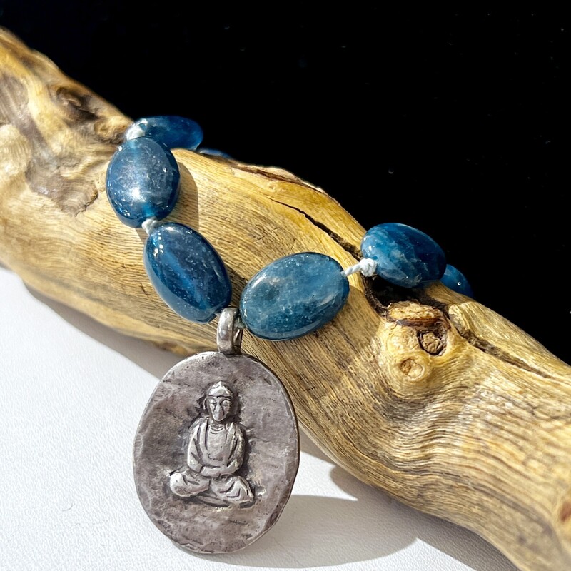 Blue stones and Buddha necklace