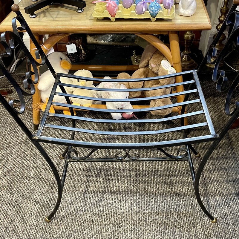 Wrought Iron Bench W/cush, None, Size: None