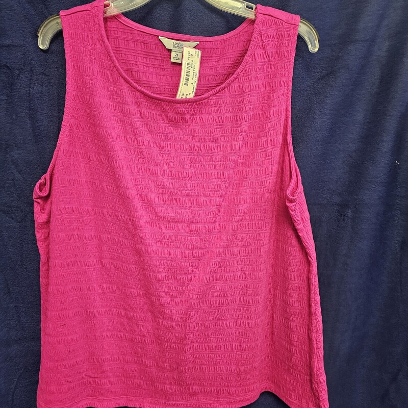 Tank done in a magenta pink with rouched fabric