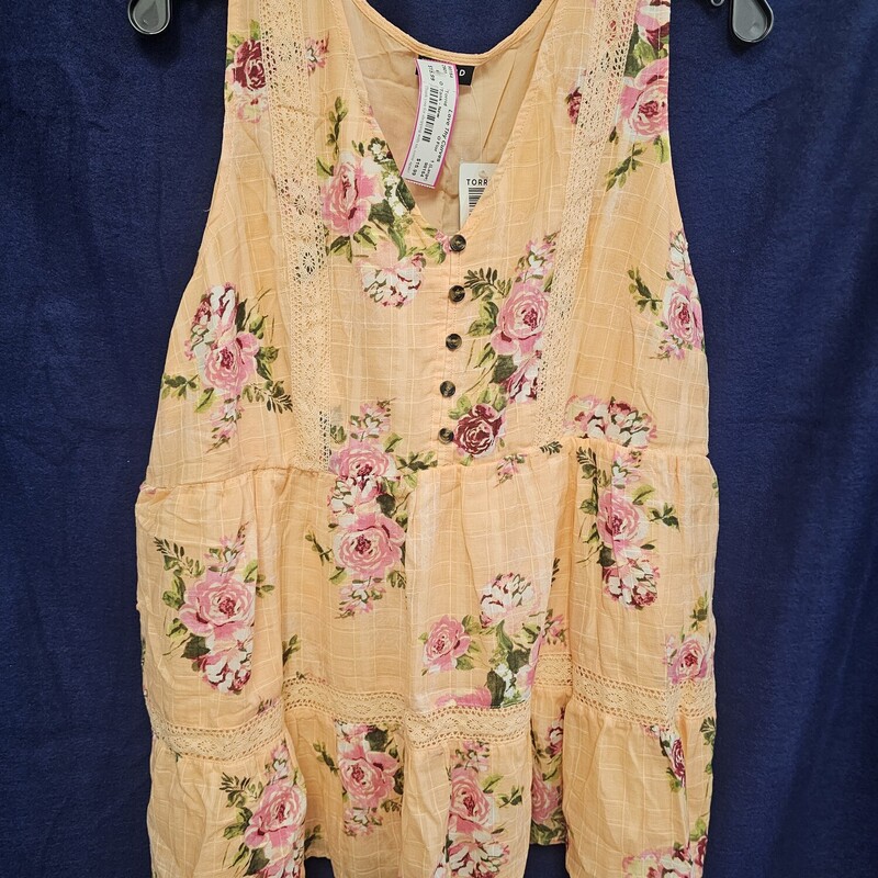 Orange tank with cute floral design is brand new with tags and retails for $46!