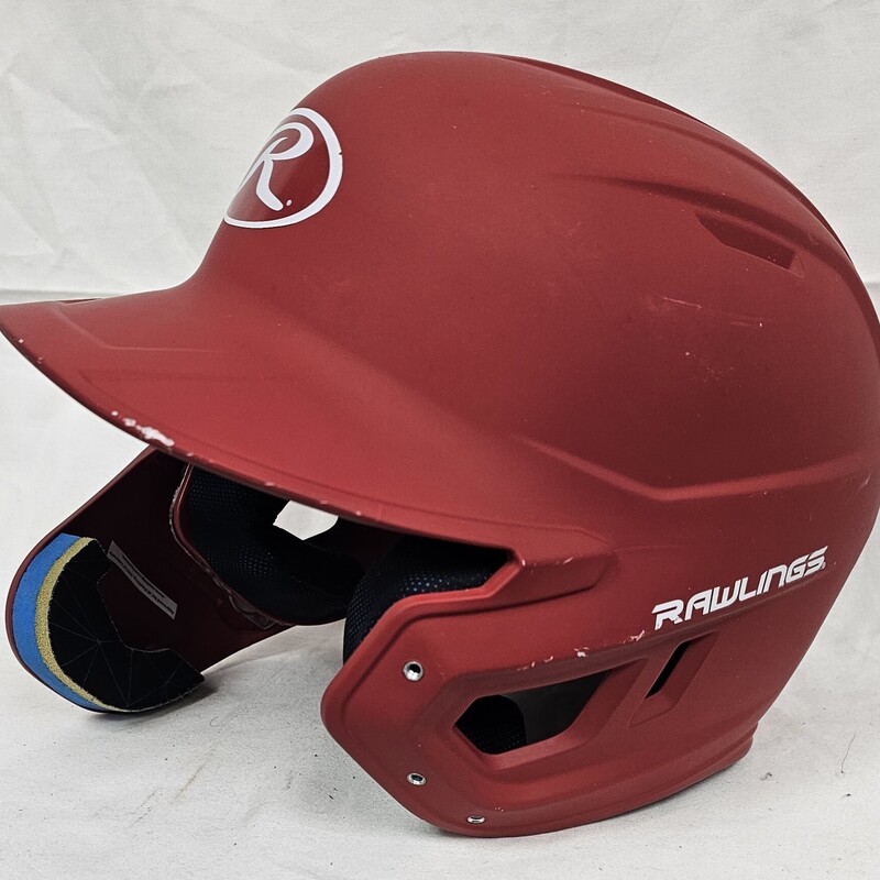 Pre-owned Rawlings Mach Batting Helmet with Jaw Guard for Lefty Hitter, Size: Jr (6 3/8- 7 1/8)