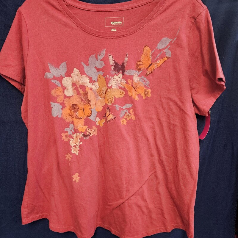 Short sleeve pink tee with fun butterfly graphic