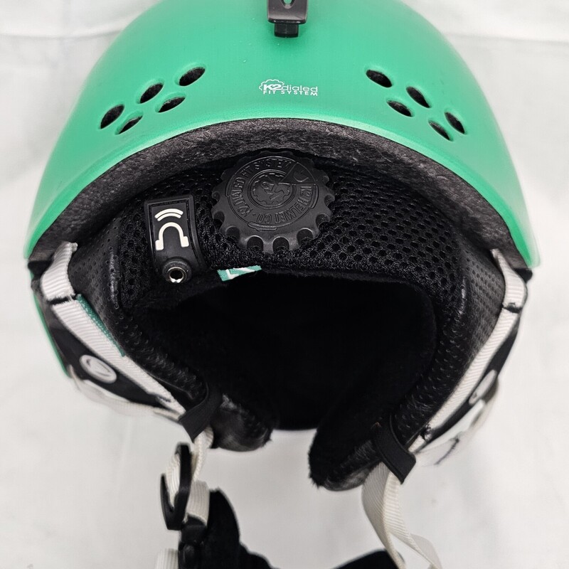 Pre-owned K2 Rival Ski Snowboard Helmet with dial fit system, Size: S (51-55cm).  Has internal speakers so you can listen to music! This one also has a GoPro mount on top. MSRP $99.99.