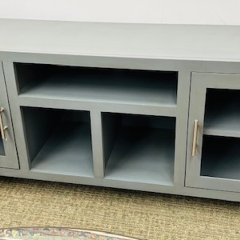 Wood 2 Door Media Console
Gray Size: 65 x 16 x 24H
As Is - light scatching on surface