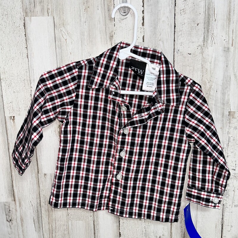 6/9M Red/Black Button Up, Red, Size: Boy 0-9m