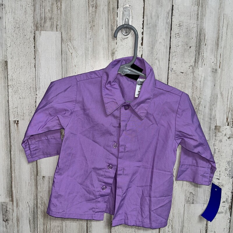 12M Lilac Button Up, Purple, Size: Boy 12-24m