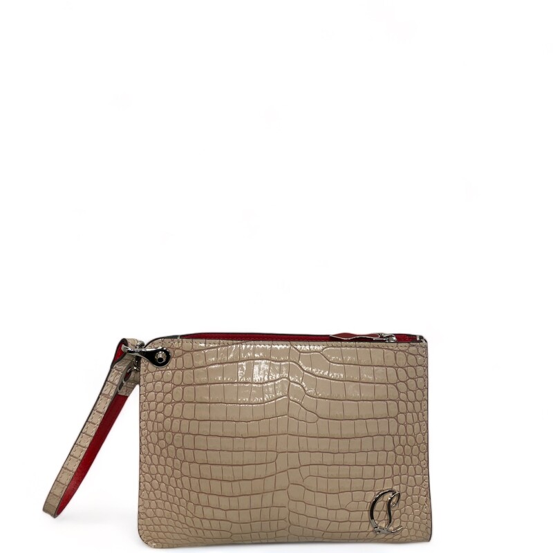 Louboutin Mini Croc Clutch Beige

This Italian bag in croc-embossed calfskin offers a subtle branding take with a polished CL monogram and a posh way to carry with a slim handle. Top zip closure Top carry handle Leather Made in Italy Designer Handbags