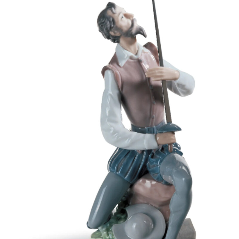 Lladro Don Quixote Oration Figurine
White Brown Blue Size: 4.5 x 9H
#5357