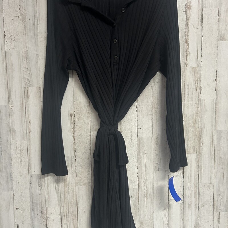 XL Black Ribbed Tie Dress