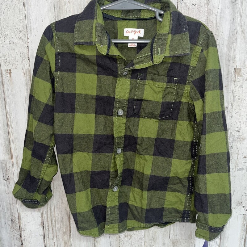 5T Green Plaid Flannel, Green, Size: Boy 5-8