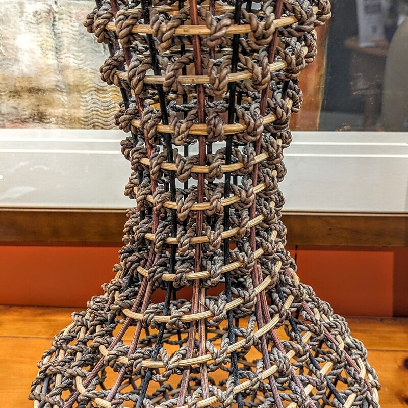 Large Wicker Fluted Vase