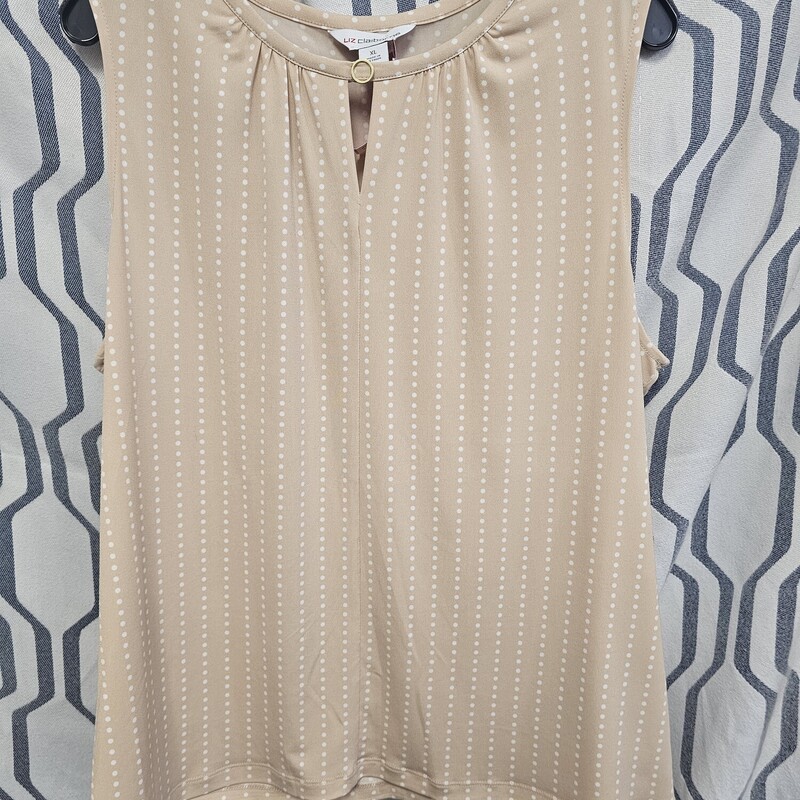 Cute poly blend tank in beige with white polka dots