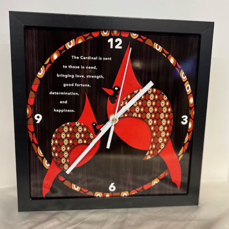 Artisan Cardinal Wall Clock
Red Black White
Size: 11x11
Local Artisan Dale Gray
Made in Cleveland OH