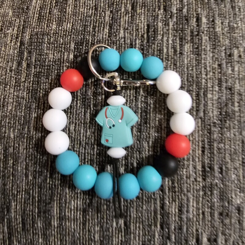 SCRUB WRISTLET KEYCHAIN, AQUA, Size: 10in