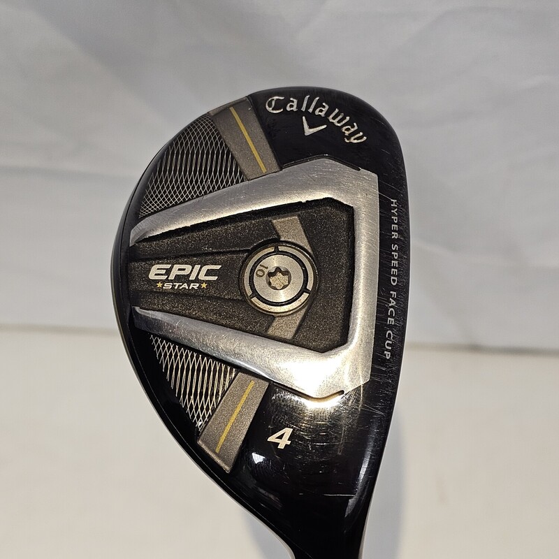 Callaway Epic Star Fairway 4 Hybrid Golf Club w/ Headcover
Size: Mens 40 inch
Mitsubishi Grand Bassara h55 Graphite Shaft
Flex: Senior/Lite,  Loft (20 degree),  Lie (59 degree)
Golf Pride CP2 Pro Midsize Grip

The Epic Star Hybrids are exceptionally powerful, forgiving, accurate and easy to launch with advanced Face Cup technology, advanced Standing Wave technology, and an ultra-light grip and shaft.