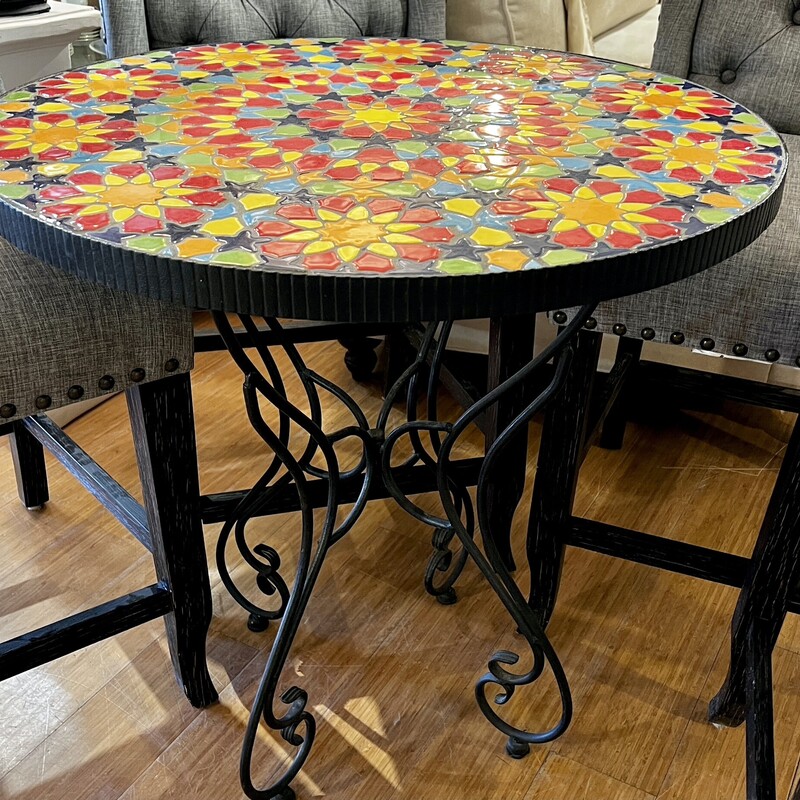 Table Tile Iron Base, Colorful,
Size: 29x30