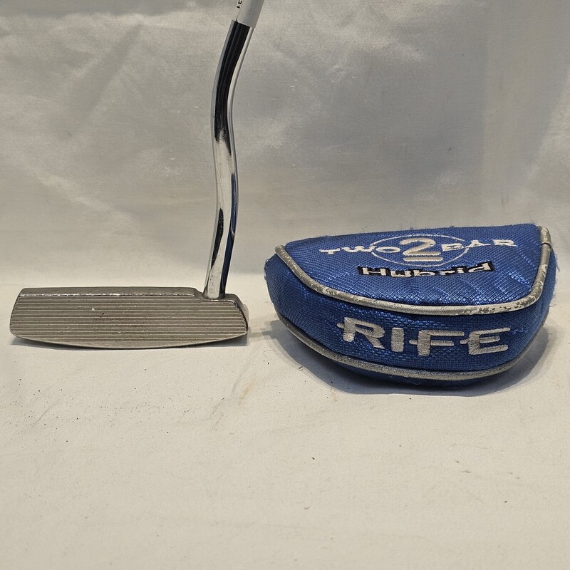 Rife 400 Mid Mallet Golf Putter CNC Face Milled 303 Mild Stainless Steel w/ Rife Contoured Grip, 37.5, Size: MRH<br />
Rife 2 Bar Hybrid Golf Head Cover Blue Included