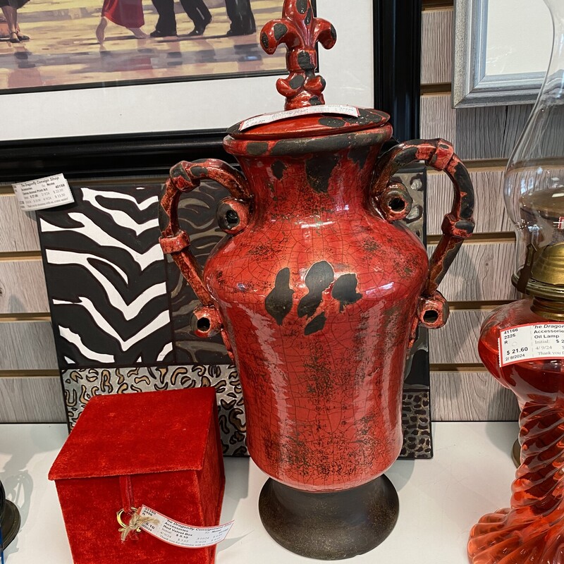 Red Vase W/Lid