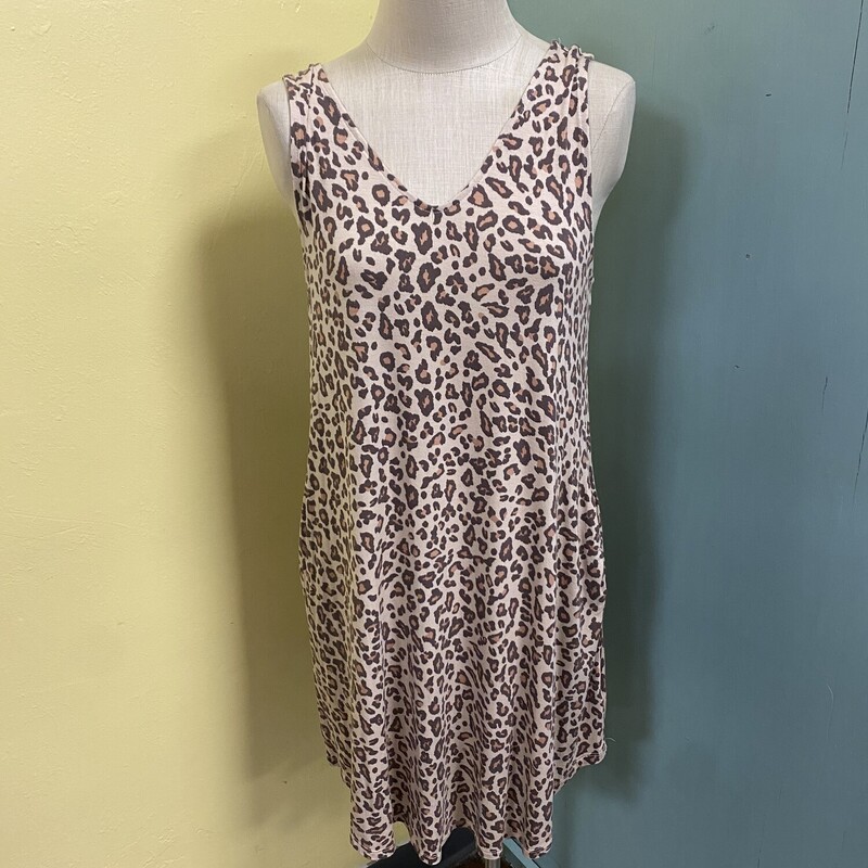 I adore this animal print, sleeveless tshirt dress!!!
how about you
v in the front and back
has pockets
nice cotton feel

Maurices, Tan, Size: M