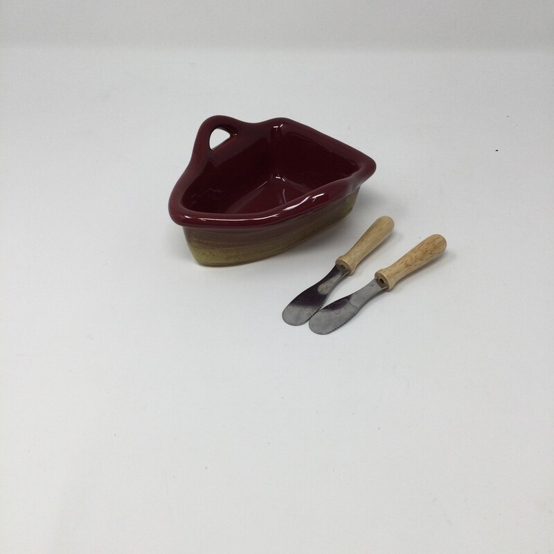 Maxwell Pottery Boat Dip Dish, Red, Size: 5 In