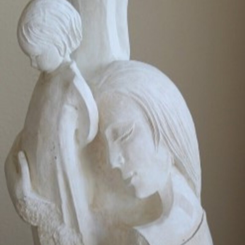 Mothers Love Sculpture
White Stone on Black Base
Size: 11x7x28H
1988 David Fisher
By Austin Productions