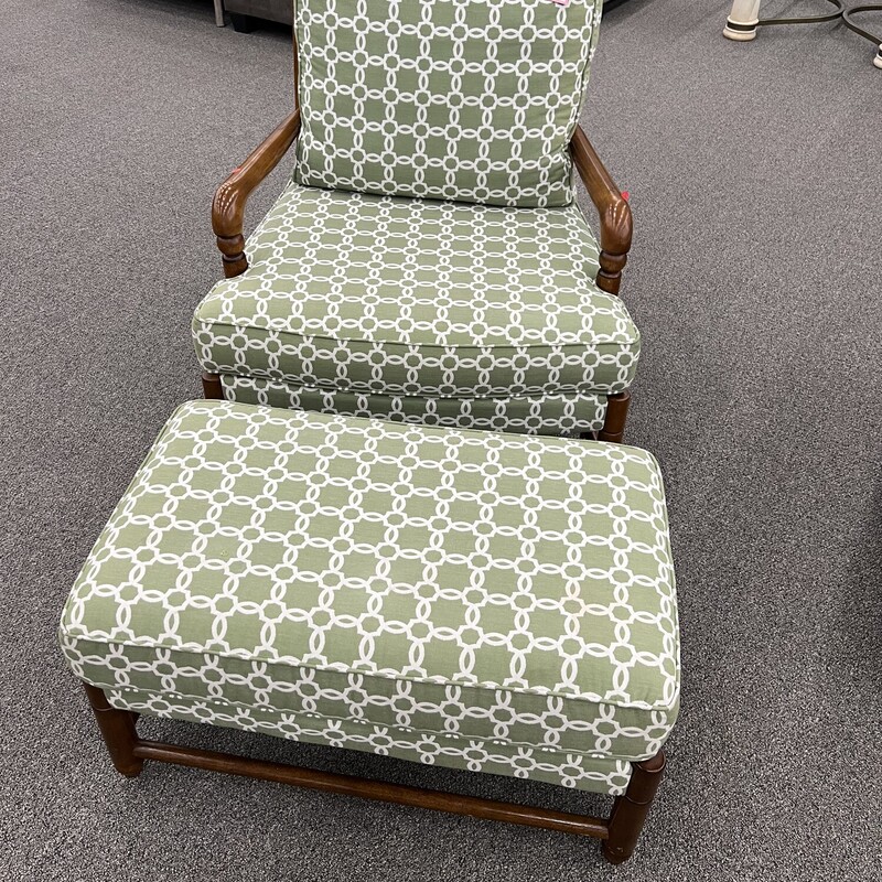 Green Arm Chair W/ Ottoman