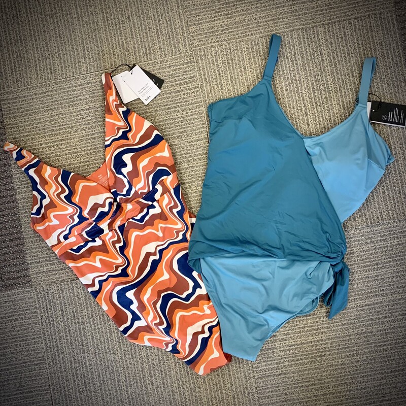 Knix NWT One Piece,
Orange Navy,
Labelled as XXXXLarge but smaller,
Measured armpit to armpit laying flat 21 inch