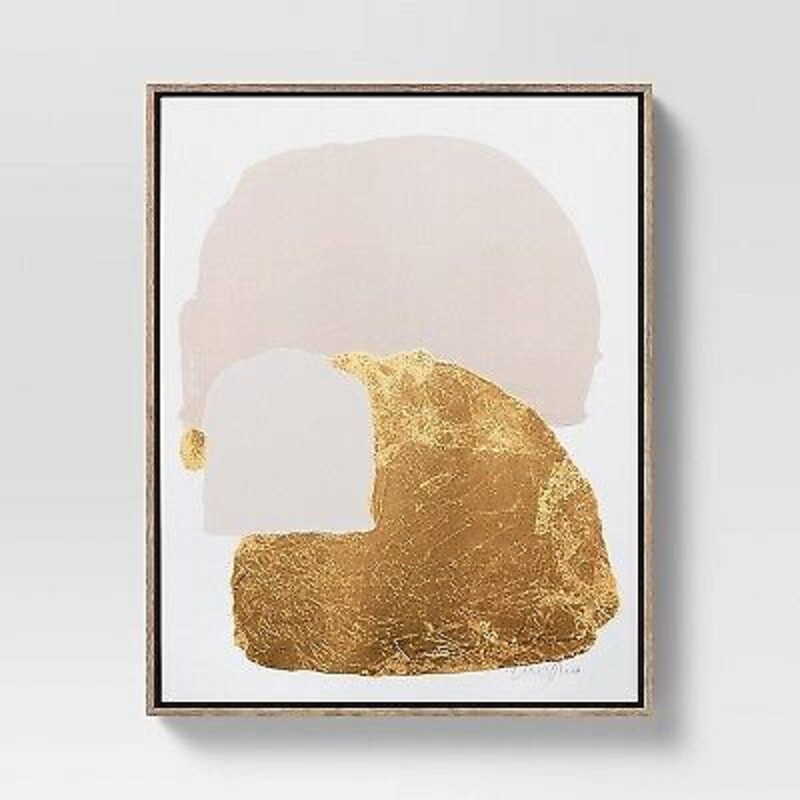 Abstract Foil Canvas Art
Taupe Gold White in Tan Frame
Size: 16x20H
Coordinating Print Sold Separately