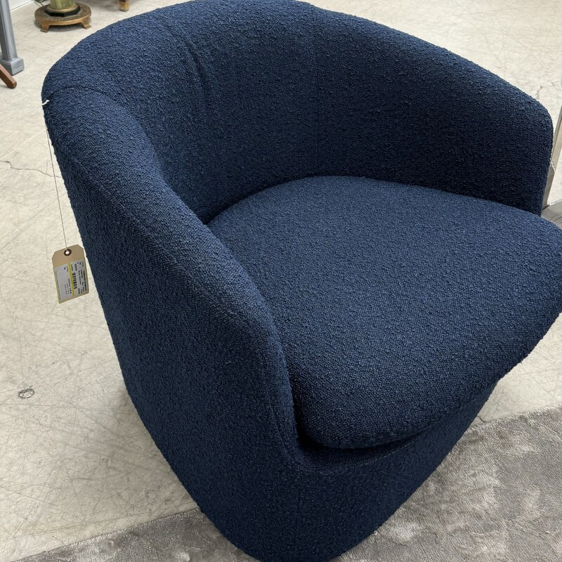 Modern Boucle  Swivel Chair, Navy, Size: Modern