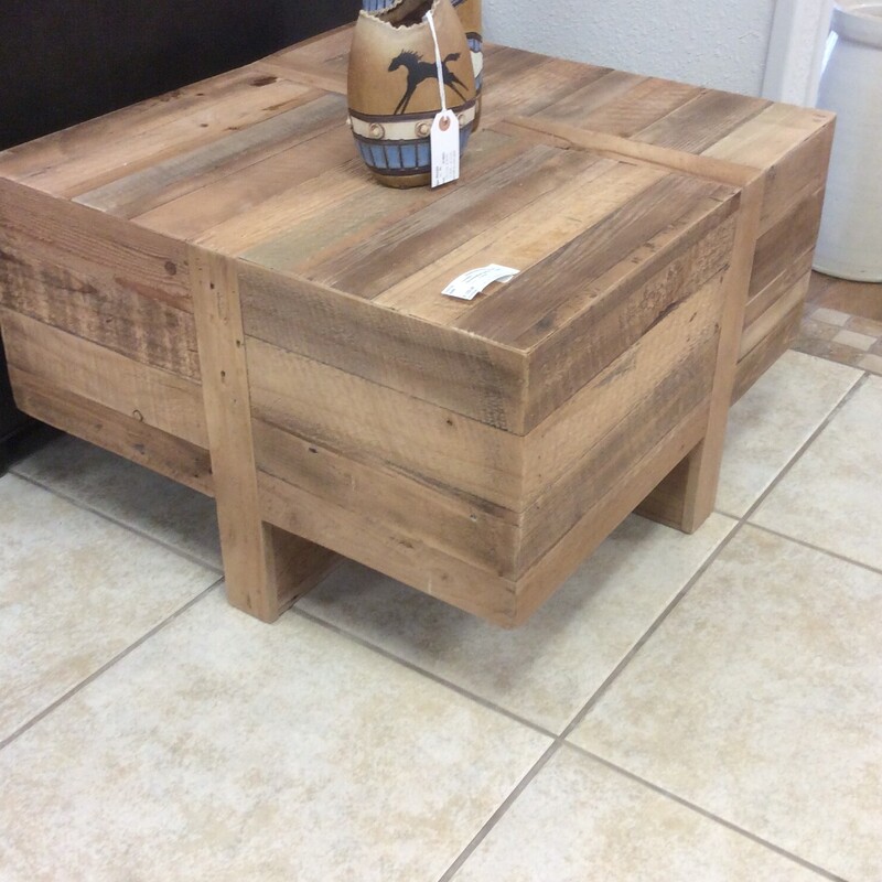 West Elm reclaimed pine wood end table, Size: 26x26x17