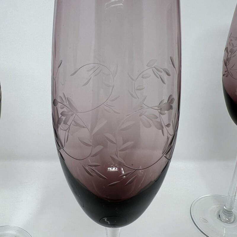 Etched Glass Stemware
Purple & Clear
 Size: Set Of 4
