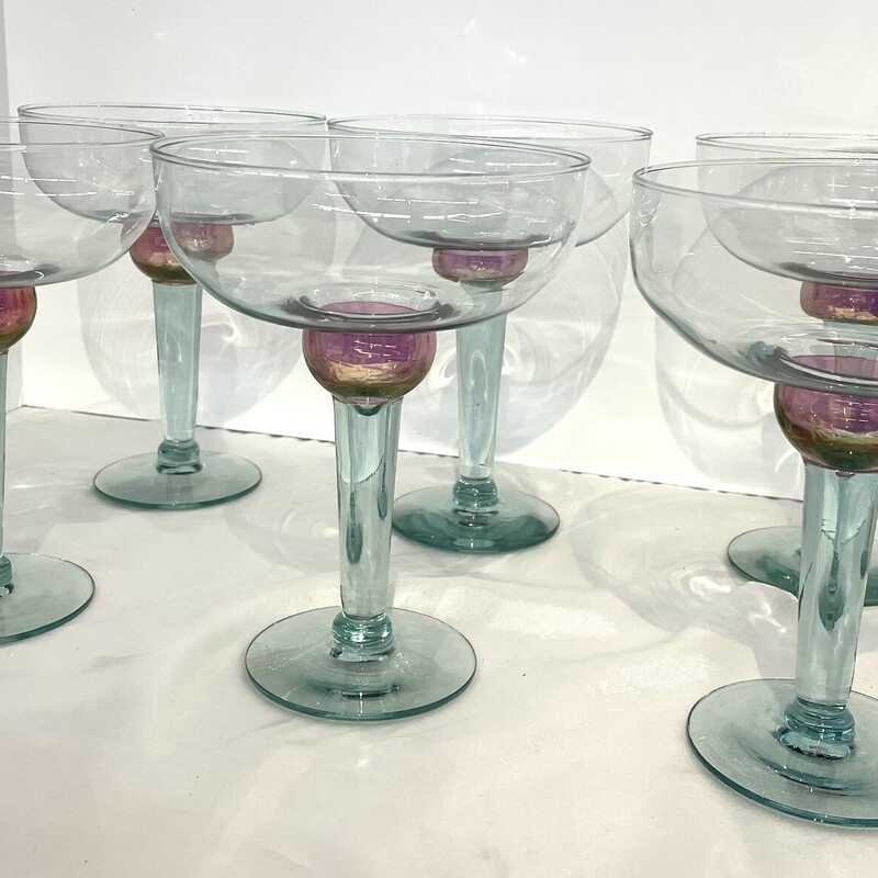 Iridescent Margarita Glasses
Set of 6
Clear Blue Pink
Size: 5x6.75H