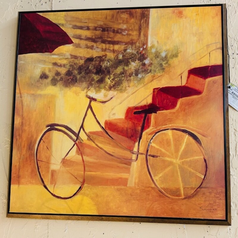 Framed Bicycle Canvas
Yellow Red Green Bronze Size: 29 x 29H