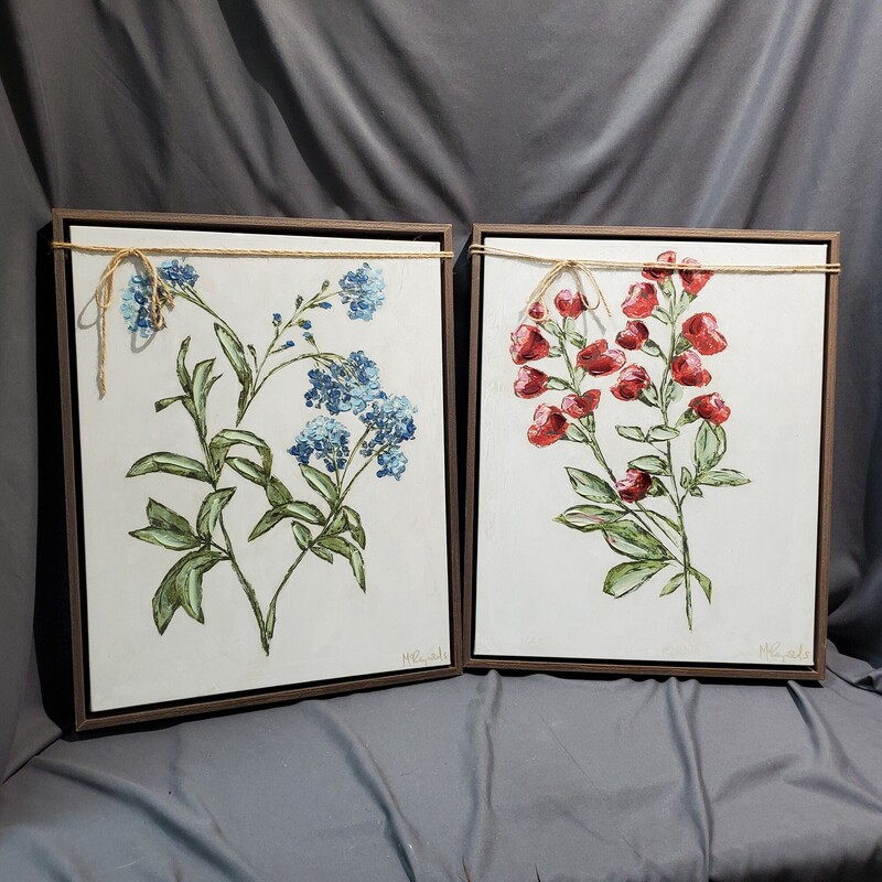 2pc Floral Framed Canvas