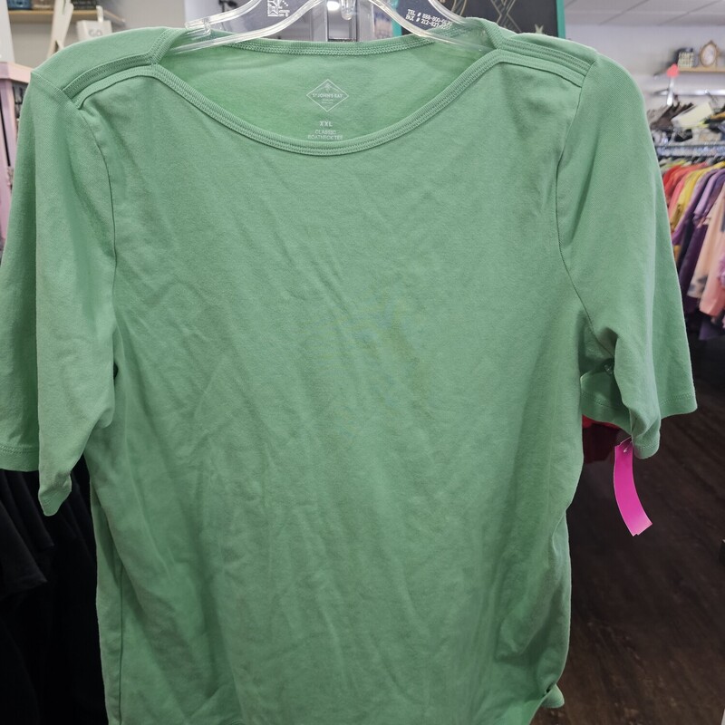 Wardrobe stable tee in short sleeve and minty green.